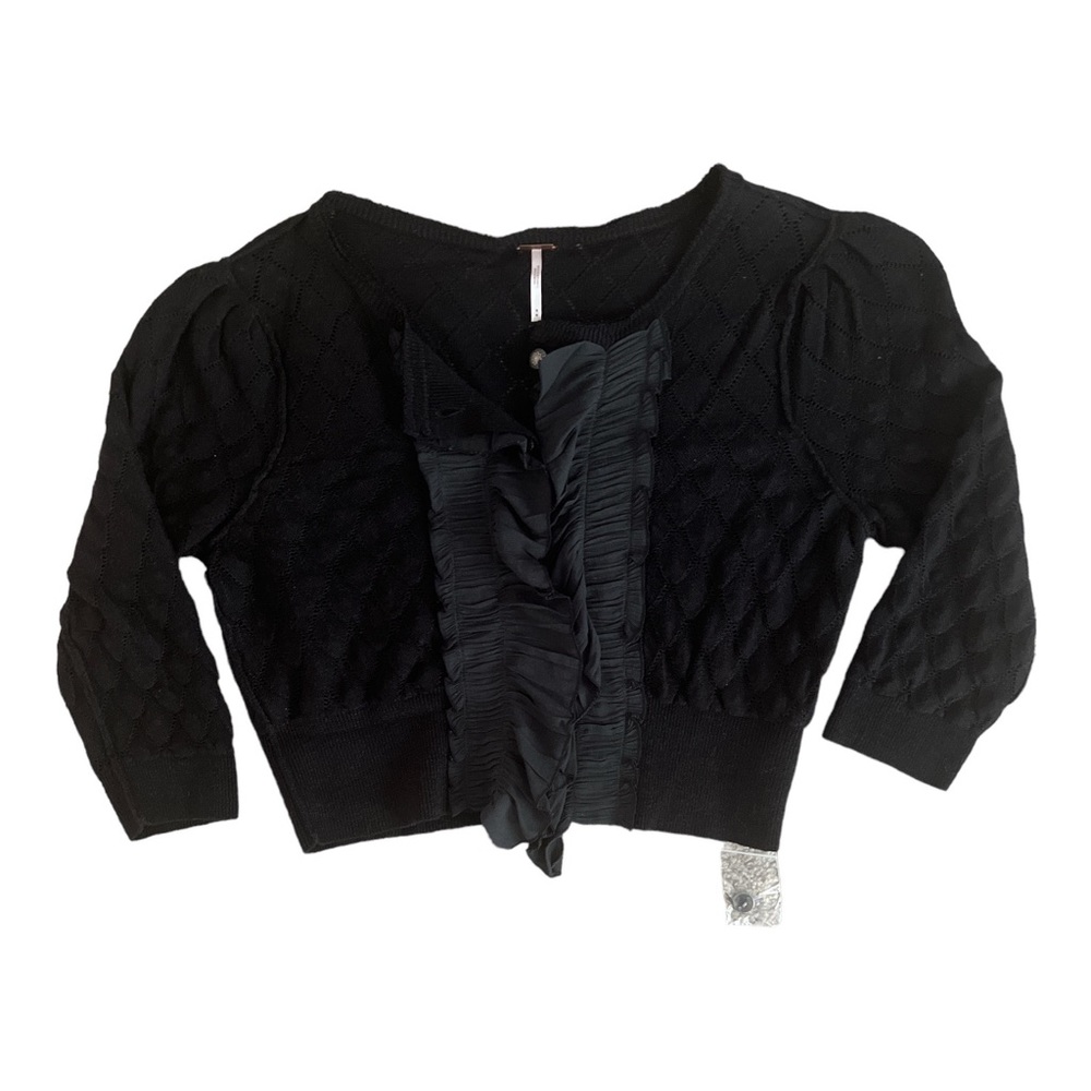 Free People Women’s Cropped Knit Button Up | 3/4 Length Sleeves